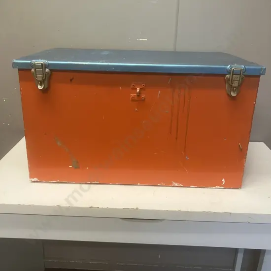 Steel Box With Hinged Lid. H37 W65.5 D40cm