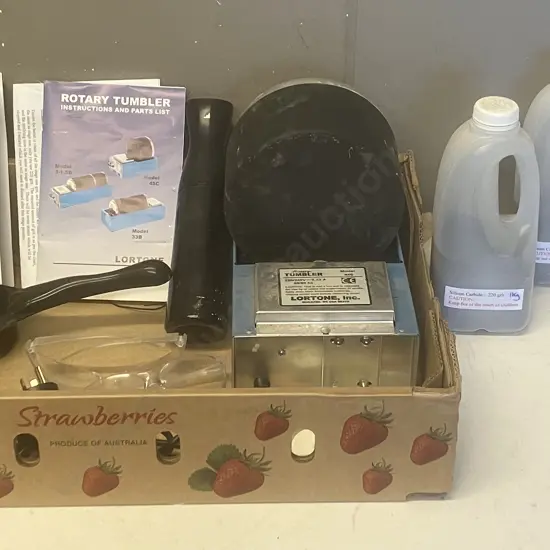 Rock Tumbler Kit - Lortone USA Model 45C Rotary Tumbler With Instructions, Assorted Grit, Polishing Powder Etc