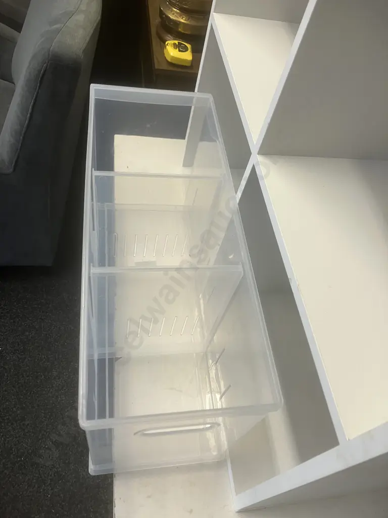 White 60 x 60cm Cube Shelf & Plastic Roller Storage Drawers Image 1++
