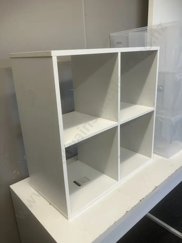 White 60 x 60cm Cube Shelf & Plastic Roller Storage Drawers Image 1++