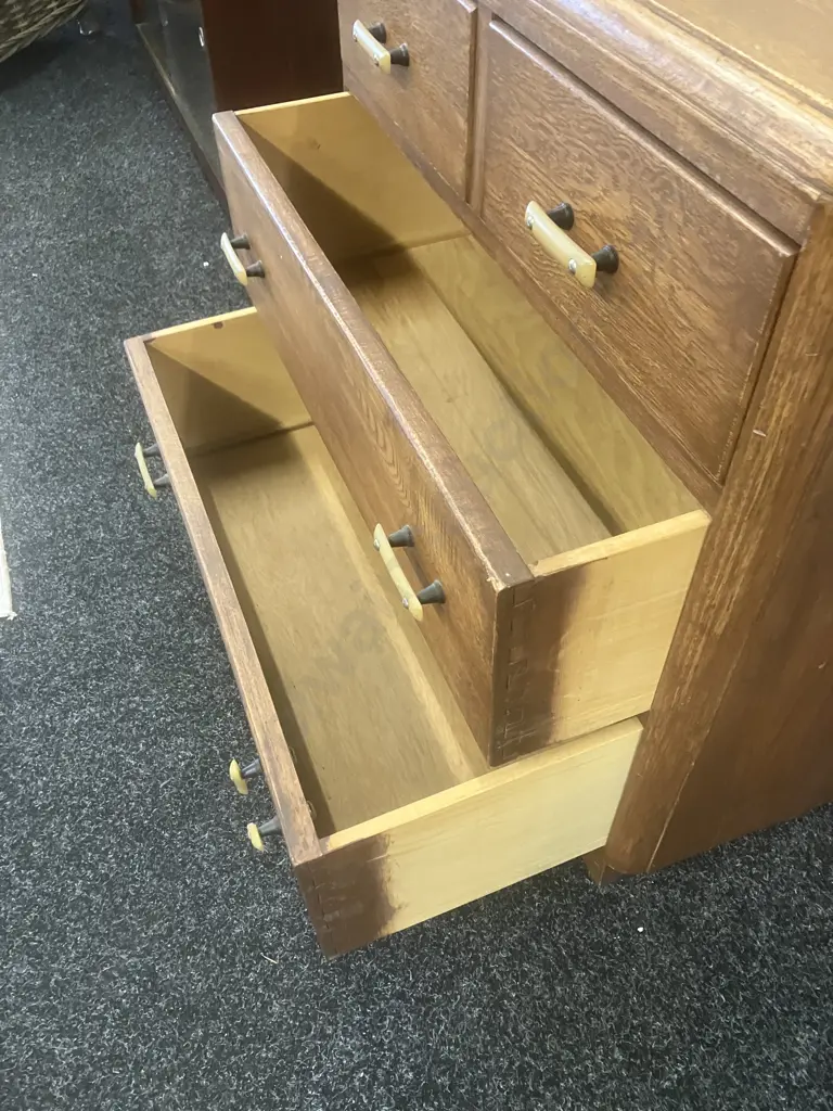 Art Deco 4 Drawer Chest of Drawers (AF) H67 W66 D42cm Image 1++