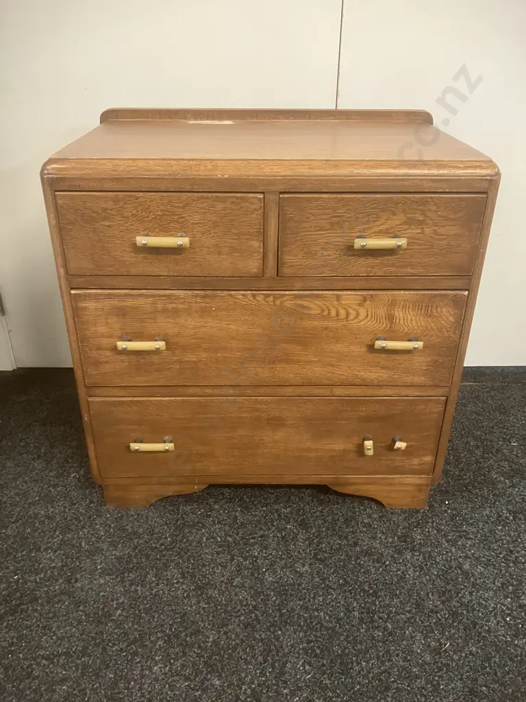 Art Deco 4 Drawer Chest of Drawers (AF) H67 W66 D42cm Image 1++