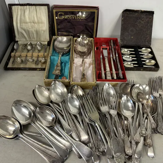Assorted Silverware Items Including Cutlery Items, Boxed Etc