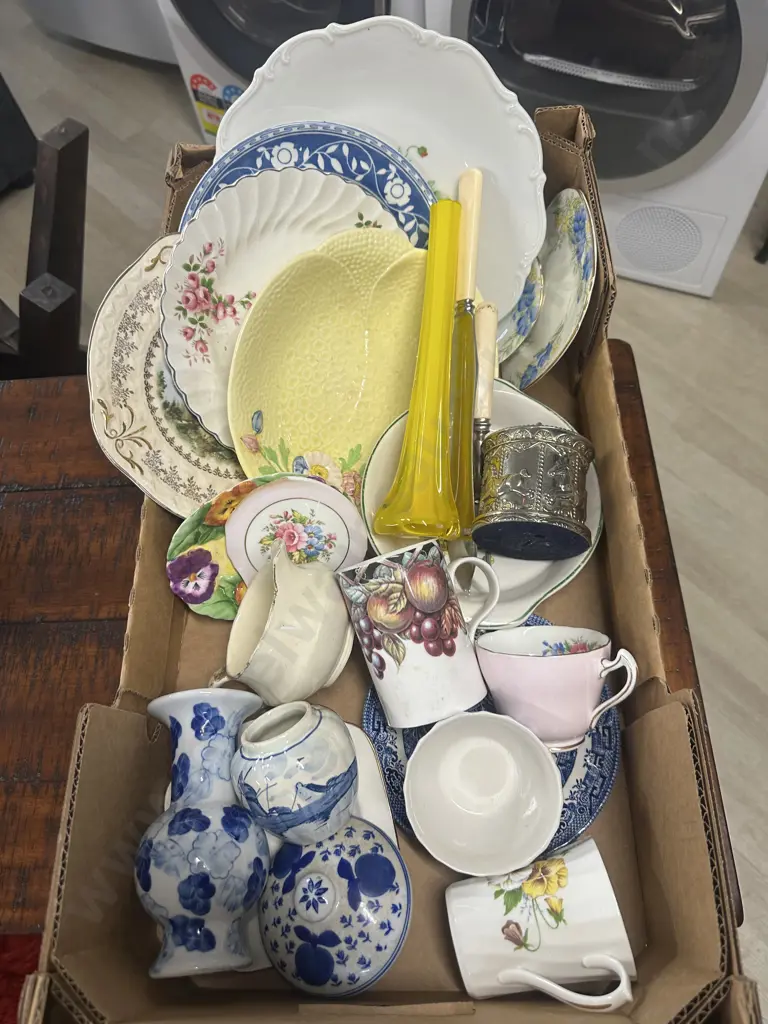 Assorted China Items Including Carving Knife & Fork, Platters Etc Image 1++