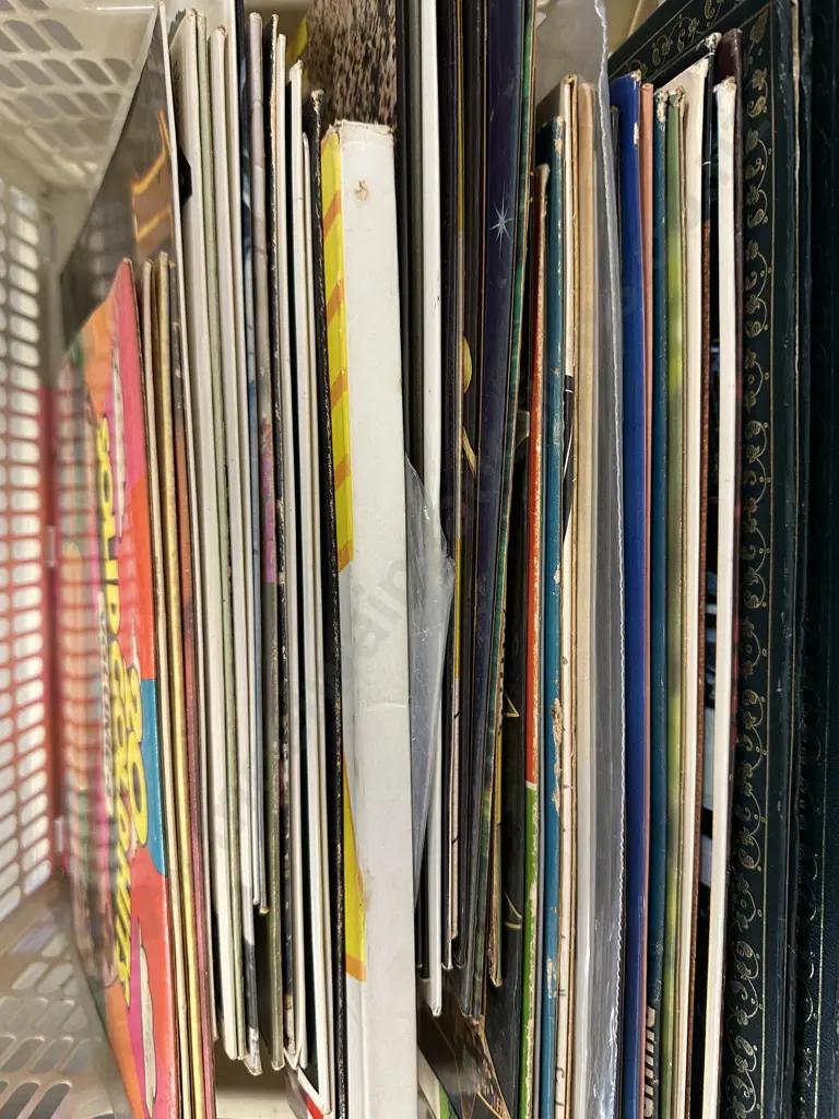 White Storage Bin Of Assorted LPs Including Solid Gold, Suzanne Prentice Etc Image 1++