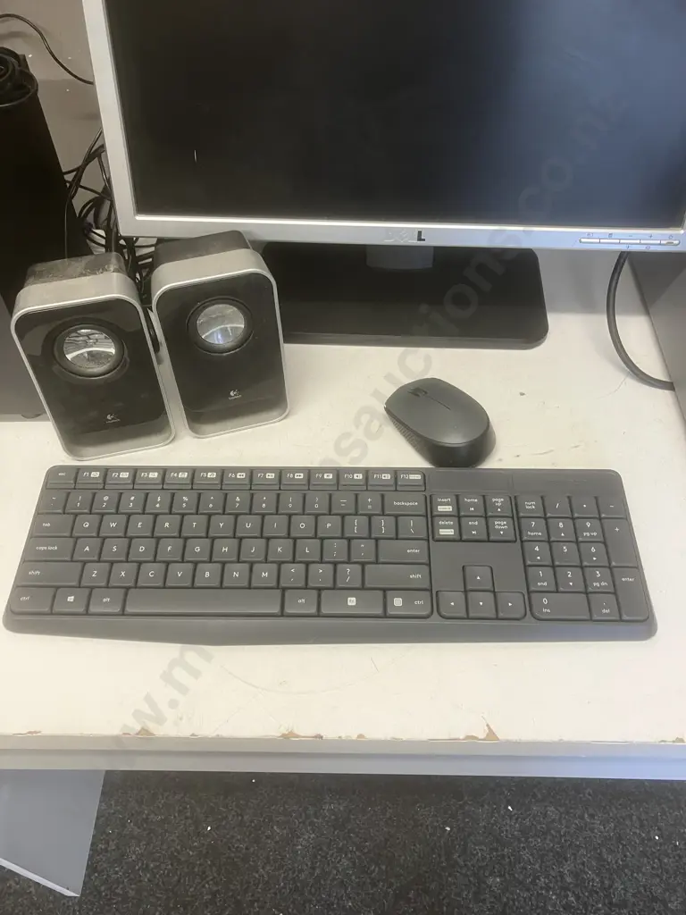 Del Monitor, Brother HL-L2300D Printer, Logitech Keyboard, Mouse & Speakers Image 1++