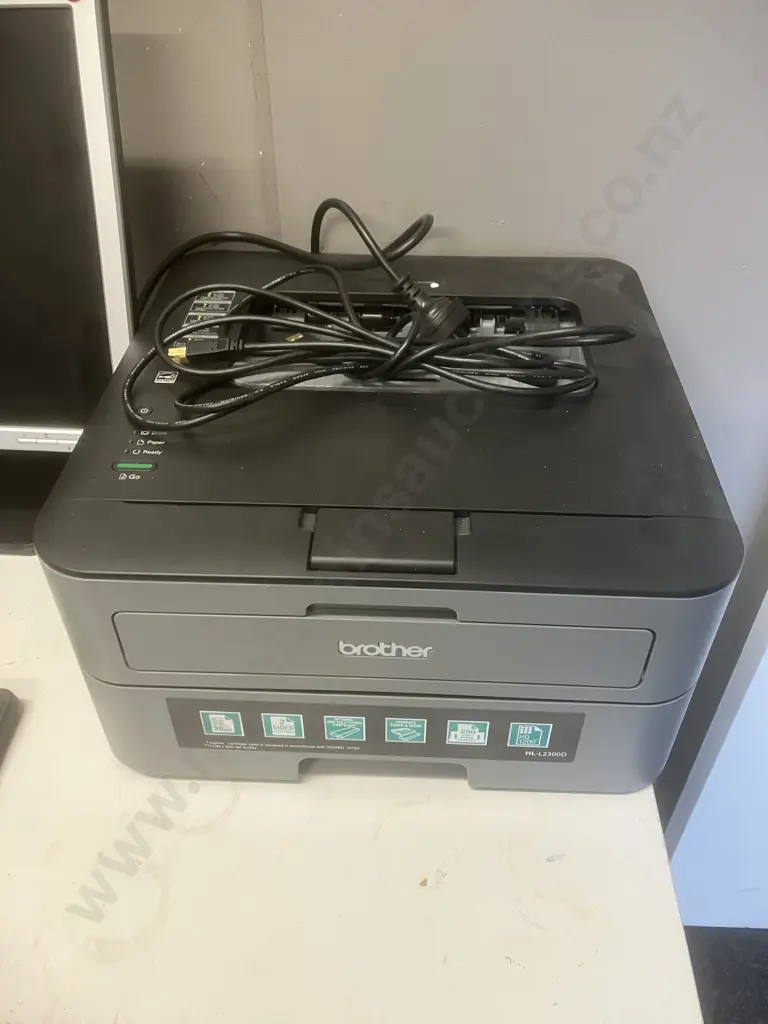 Del Monitor, Brother HL-L2300D Printer, Logitech Keyboard, Mouse & Speakers Image 1++