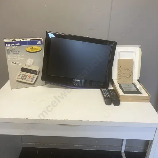 Samsung LA19R71B Monitor (No Stand), Kindle, Sharp LL-1192G Print / Display Calculator In Box Etc