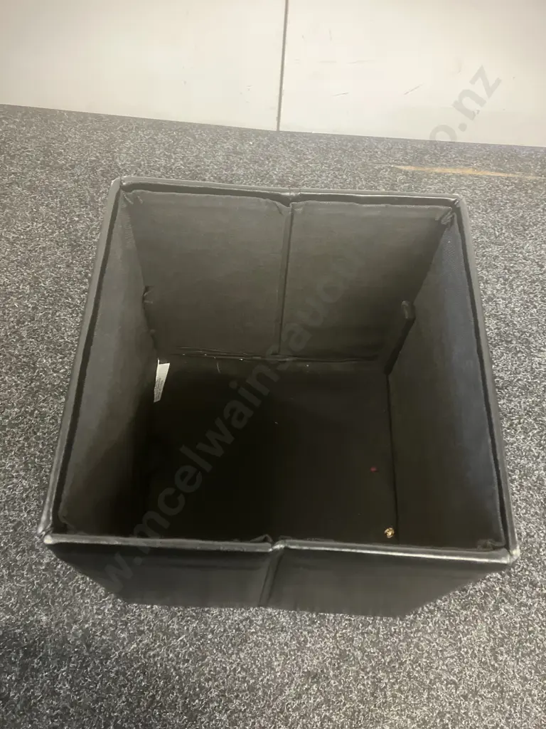 Black Leather Effect Ottoman With Storage. 37 x 37.5cm Image 1++