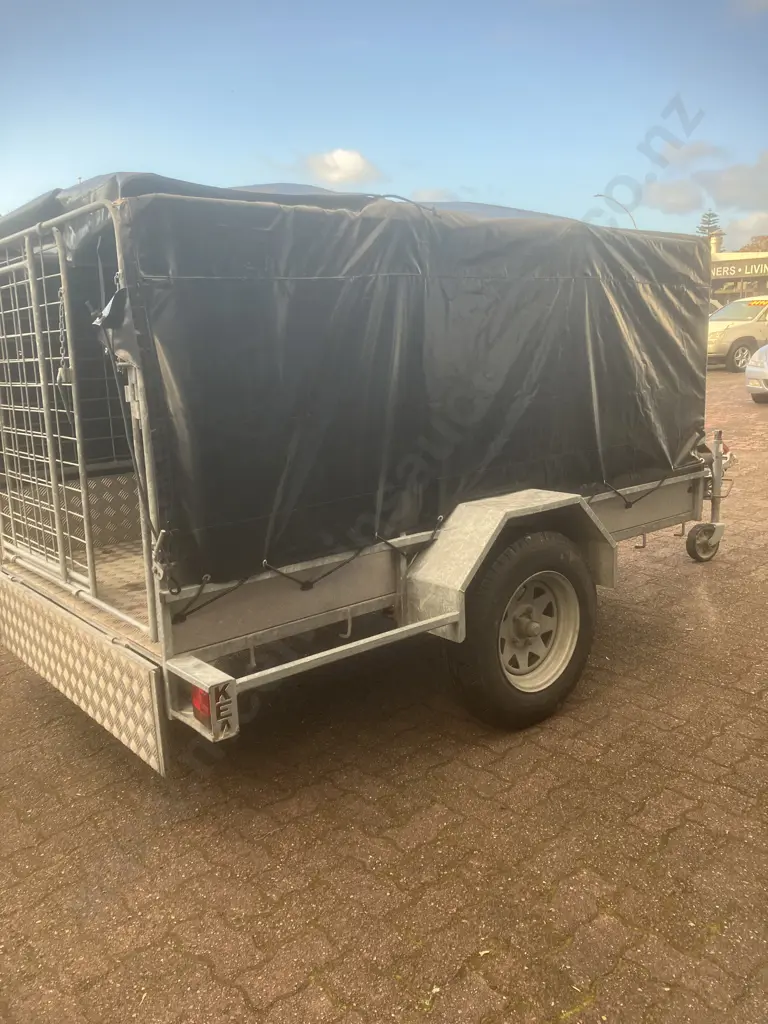 2006 KEA K844T – Single Axle Heavy Duty Tipping Trailer With Cage & Trailer Cover, Reg 21/12/2026, WOF, New Spare Tyre Image 1++