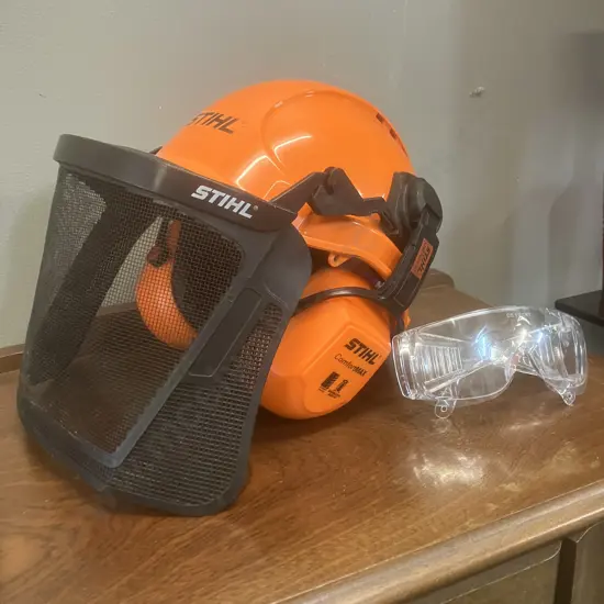 Stihl Chainsaw Helmet With Earmuffs & Stihl Safety Glasses