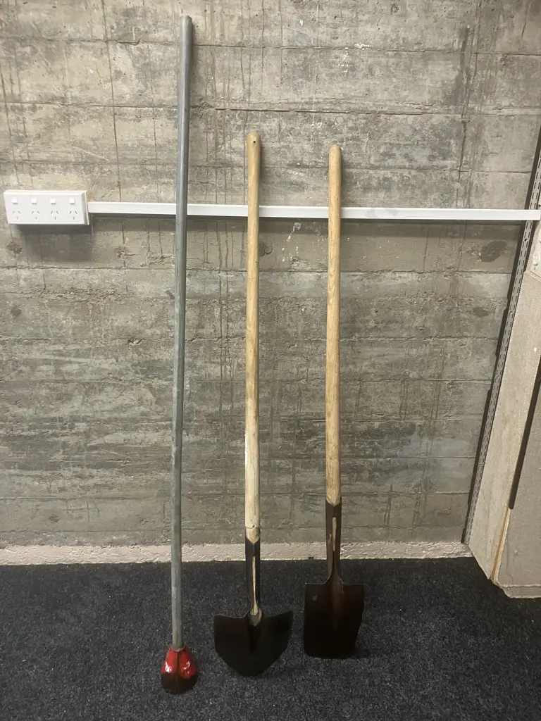 Fencing Spade & Fencing Shovel, Wood Long Handles With Steel Post Hole Rammer Image 1++