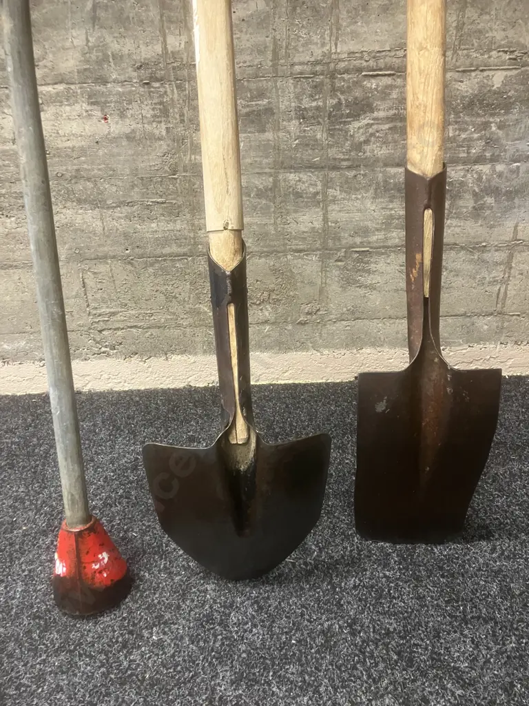 Fencing Spade & Fencing Shovel, Wood Long Handles With Steel Post Hole Rammer Image 1++