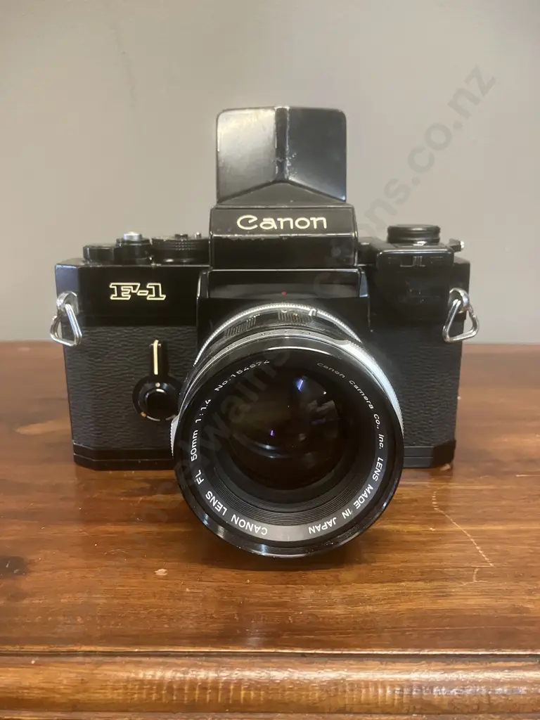 Rare Canon Speed Finder With A Canon F-1 35mm SLR Film Camera #157529 & Canon FL 50mm f/1.4 Lens, Japan 1971 - 1981 Image 1++