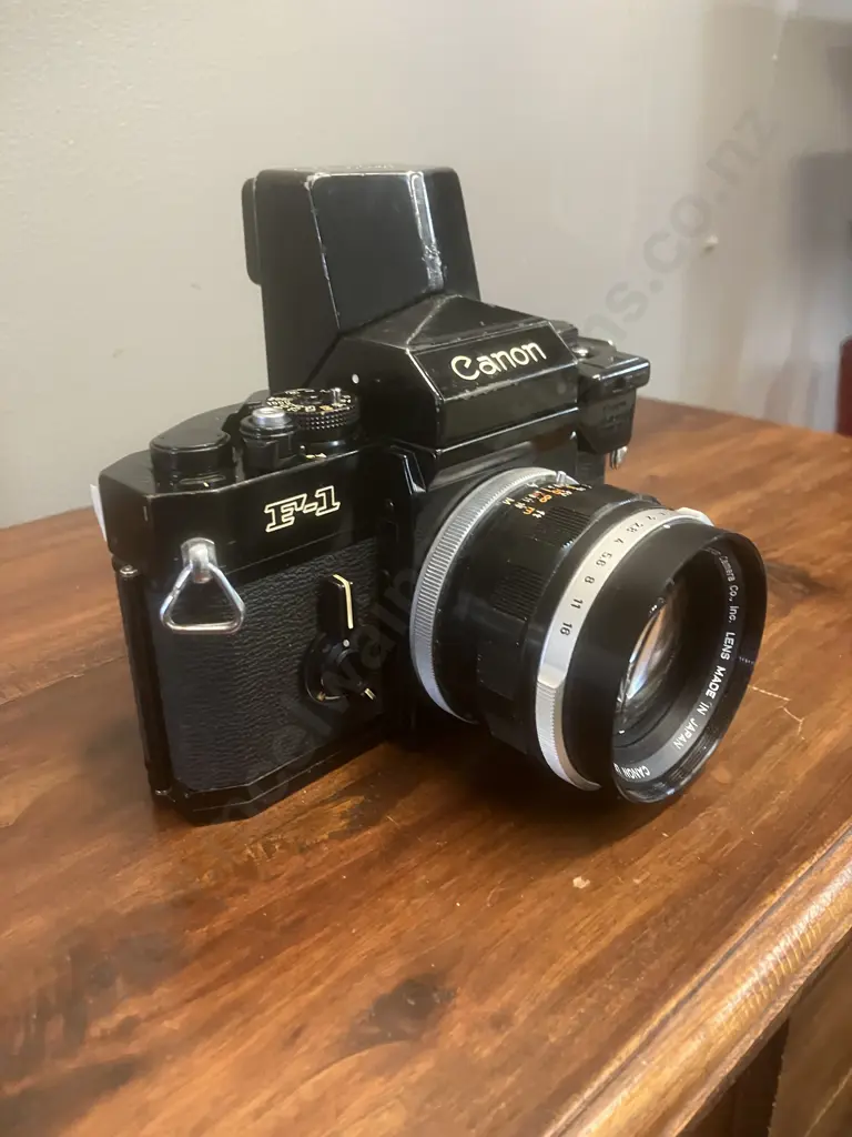 Rare Canon Speed Finder With A Canon F-1 35mm SLR Film Camera #157529 & Canon FL 50mm f/1.4 Lens, Japan 1971 - 1981 Image 1++