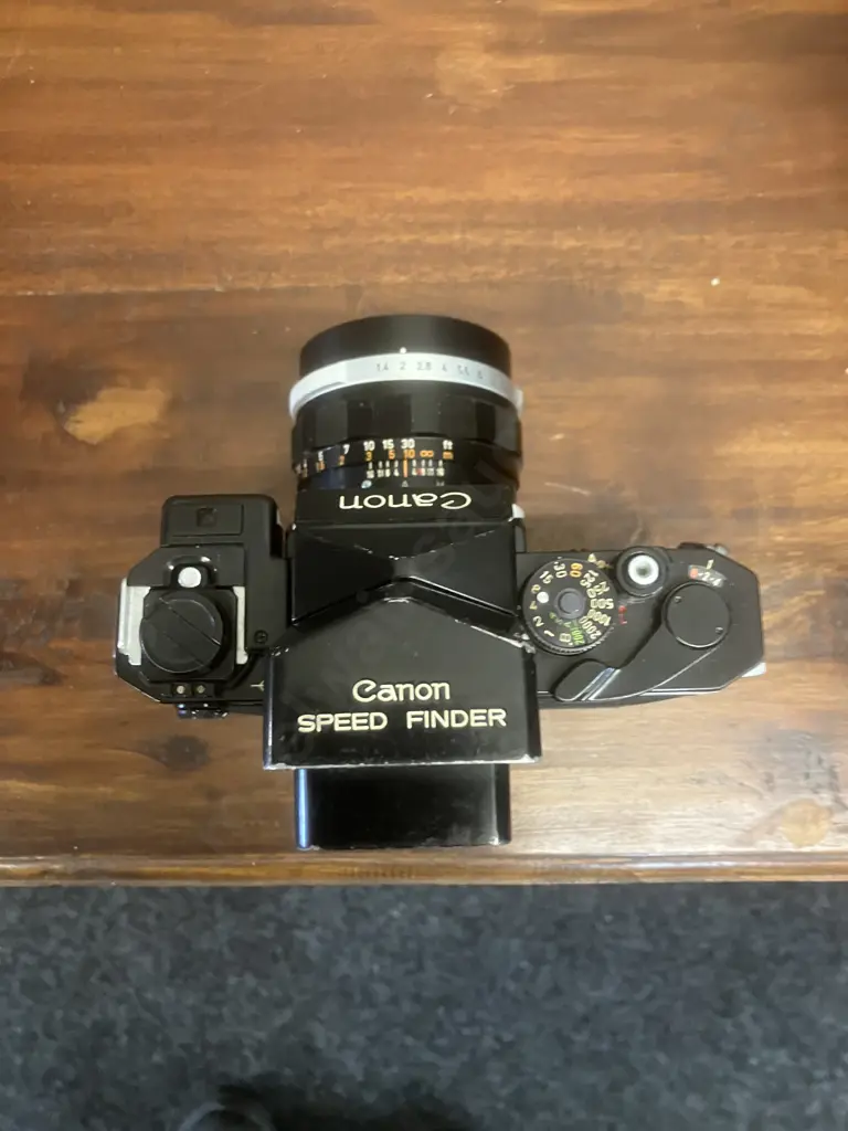 Rare Canon Speed Finder With A Canon F-1 35mm SLR Film Camera #157529 & Canon FL 50mm f/1.4 Lens, Japan 1971 - 1981 Image 1++