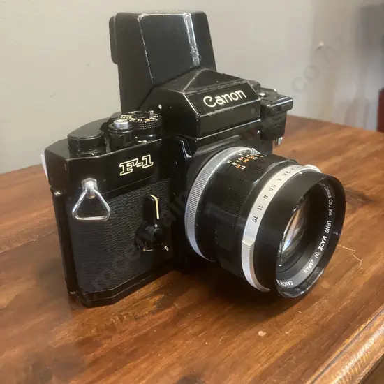 Rare Canon Speed Finder With A Canon F-1 35mm SLR Film Camera #157529 & Canon FL 50mm f/1.4 Lens, Japan 1971 - 1981
