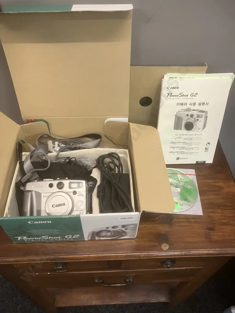 Canon PowerShot G2 4.0MP Digital Camera With Original Box, Manual, Charger, Original Strap & Wireless Remote. 2001 Japan Image 1++