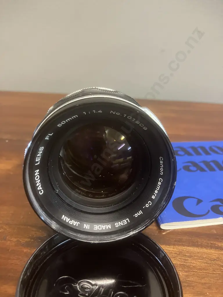Canon Lens FL 50mm f1.4 #101909 Made in Japan With a Vintage Canon Camera Products Pamphlet Image 1++
