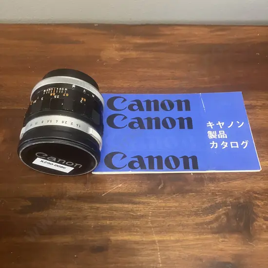Canon Lens FL 50mm f1.4 #101909 Made in Japan With a Vintage Canon Camera Products Pamphlet