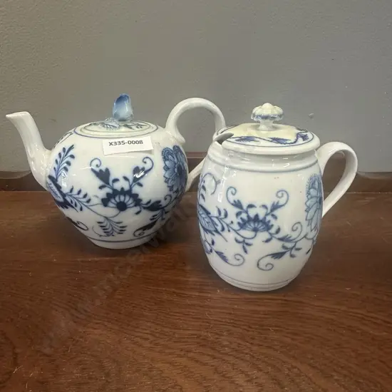 Vintage Meissen Blue Onion Teapot  & Sugar Bowl