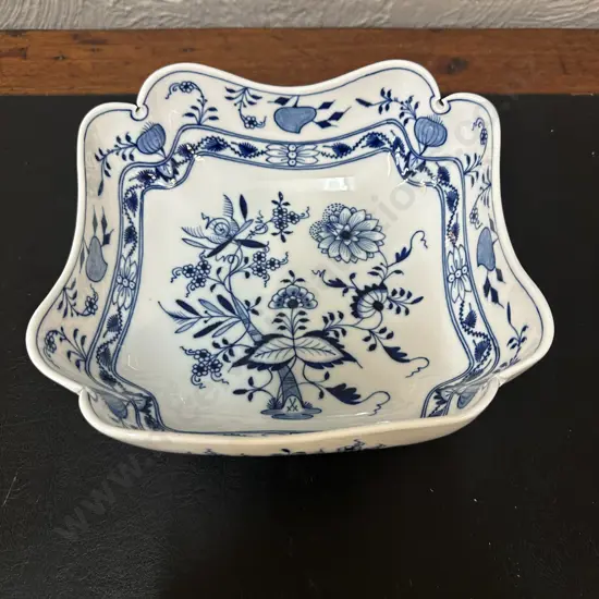 Vintage Meissen Blue Onion Square Serving Bowl