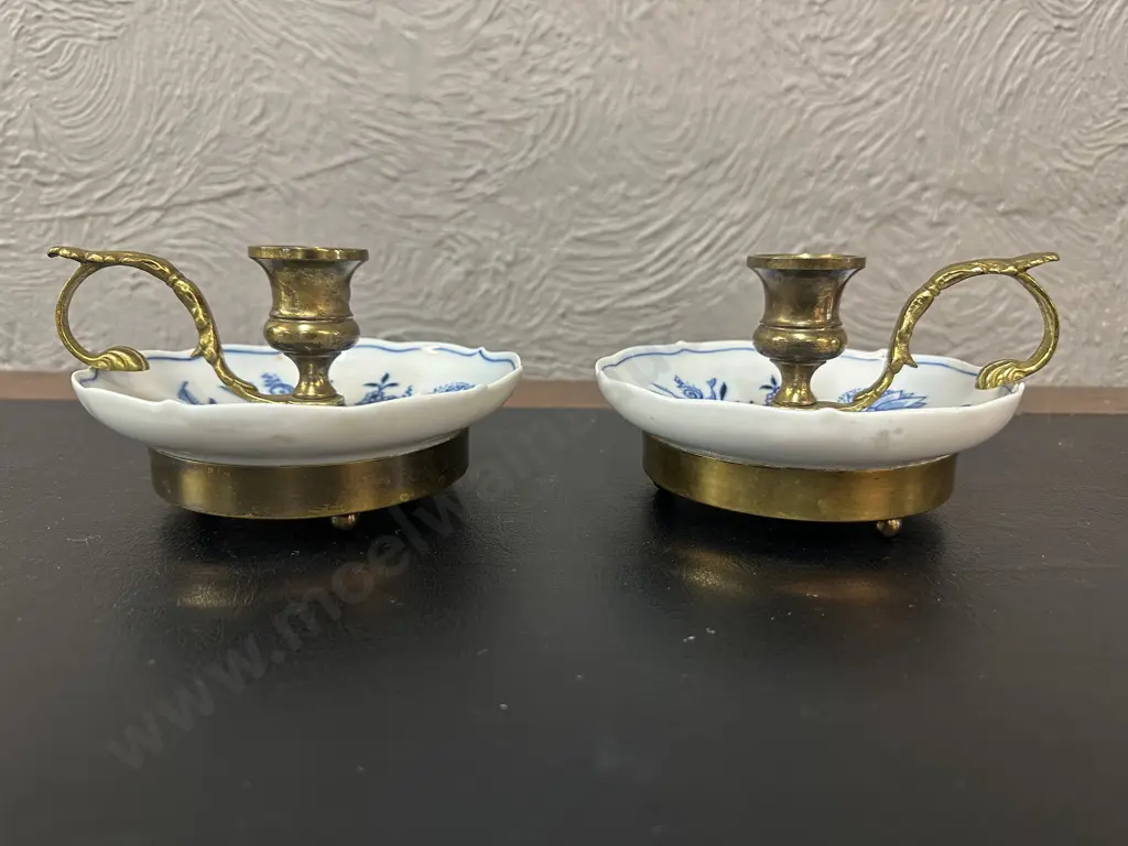 Pair Of Vintage Meissen Candlestick Holders Image 1++