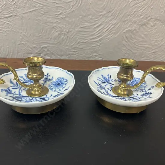 Pair Of Vintage Meissen Candlestick Holders
