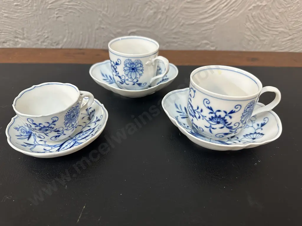 Vintage Meissen Blue Onion Duos x2 & Demi Tasse Espresso Cup & Saucer Image 1++