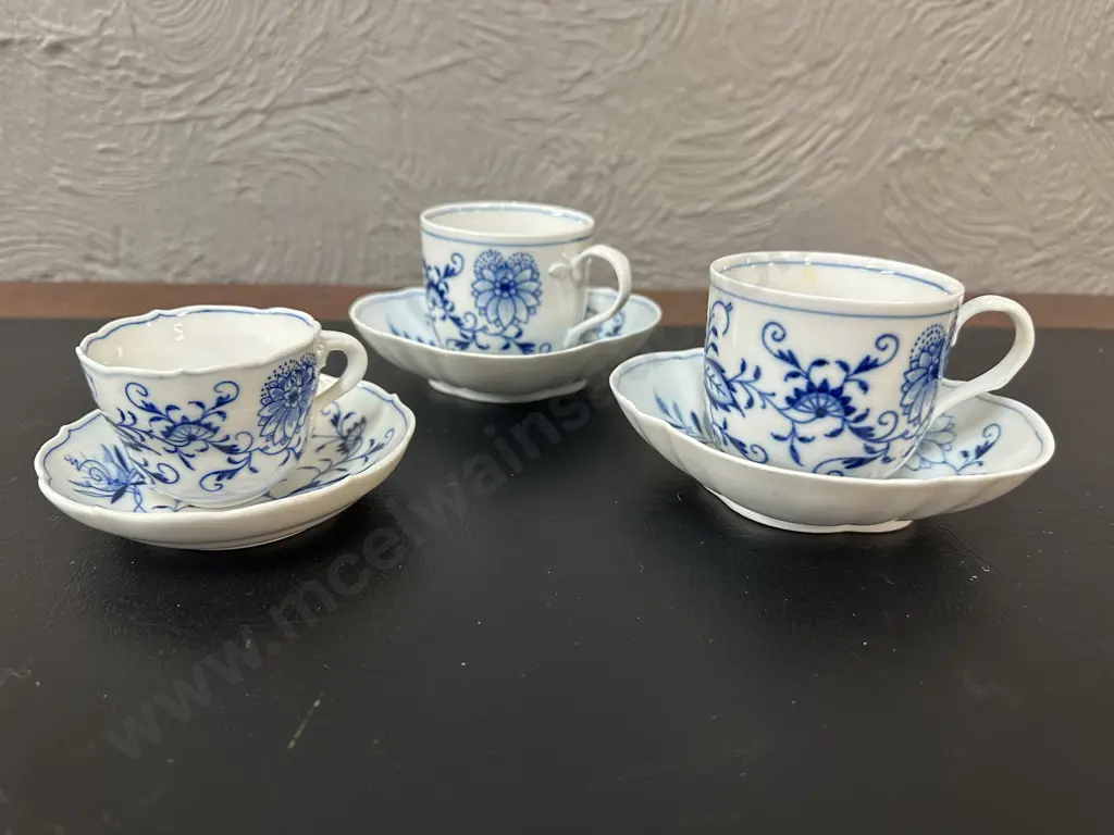 Vintage Meissen Blue Onion Duos x2 & Demi Tasse Espresso Cup & Saucer Image 1++