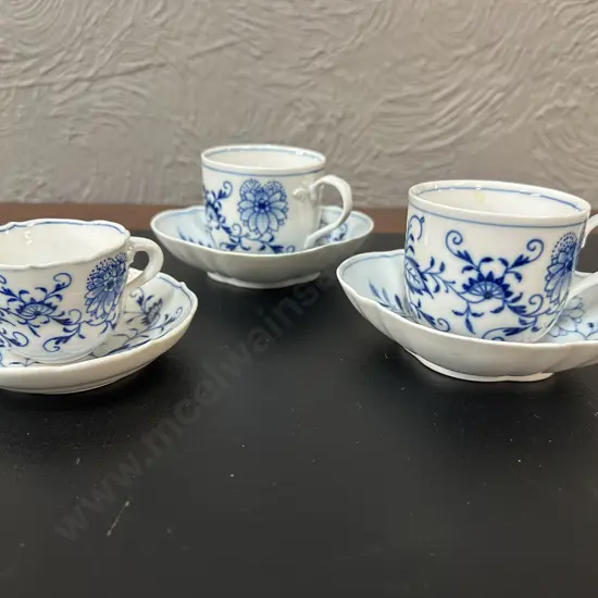 Vintage Meissen Blue Onion Duos x2 & Demi Tasse Espresso Cup & Saucer