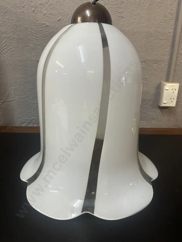 Large Italian Murano Glass Ceiling Lamp White & Clear Glass With Ceiling Rose H40cm. Image 1++