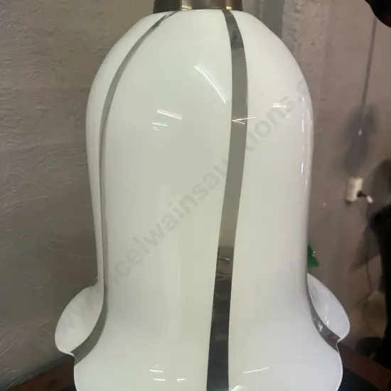 Large Italian Murano Glass Ceiling Lamp White & Clear Glass With Ceiling Rose H40cm.