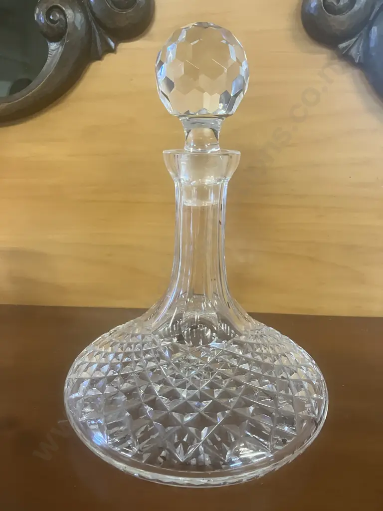 Stunning Vintage Waterford Crystal 'Colleen' Ships Decanter With Faceted Stopper And Six 'Colleen' Cordial Glasses Image 1++