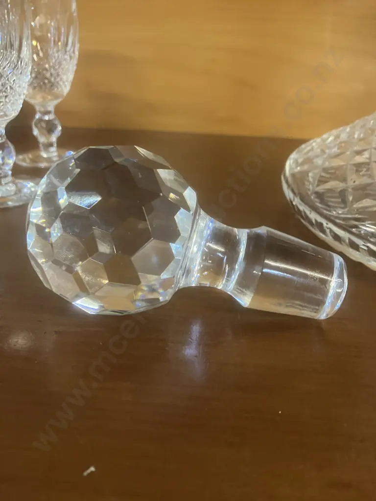 Stunning Vintage Waterford Crystal 'Colleen' Ships Decanter With Faceted Stopper And Six 'Colleen' Cordial Glasses Image 1++
