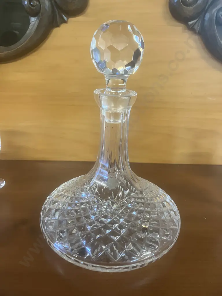 Stunning Vintage Waterford Crystal 'Colleen' Ships Decanter With Faceted Stopper And Six 'Colleen' Cordial Glasses Image 1++
