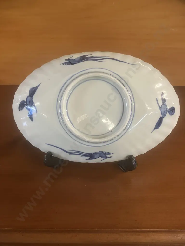 Antique Japanese Imari Porcelain Oval Bowl - Late Edo to Early Meiji Period, Scalloped Edge. H4.5 L26 W17cm Image 1++