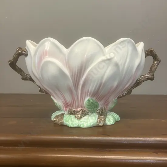 A Sylvac Magnolia Twin Handle Vase. 16 x 30cm