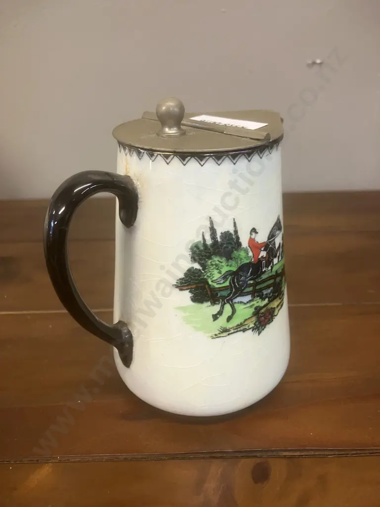 A Rare 1920's MALING Hunting Scenes Tea Set Including Teapot & Water Jug - 9 Piece Set Image 1++