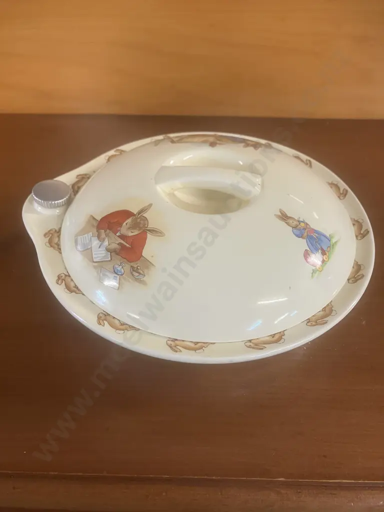 Vintage Royal Doulton Bunnykins Lidded Food Warming Bowl With its Original Plug Image 1++