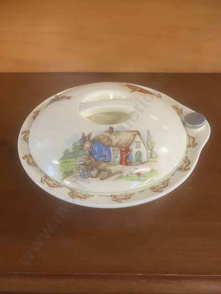 Vintage Royal Doulton Bunnykins Lidded Food Warming Bowl With its Original Plug Image 1++