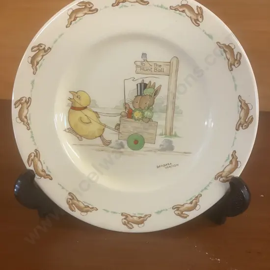 Vintage 1940s Royal Doulton Bunnykins ‘Hunt Ball’ Plate, Signed Barbara Vernon. Dia 16.5cm