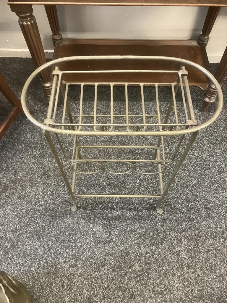 Metal Ice Bucket / Drinks Tub With Wrought Stand With Bottles & Glasses Storage. H85 W51 D24cm Image 1++