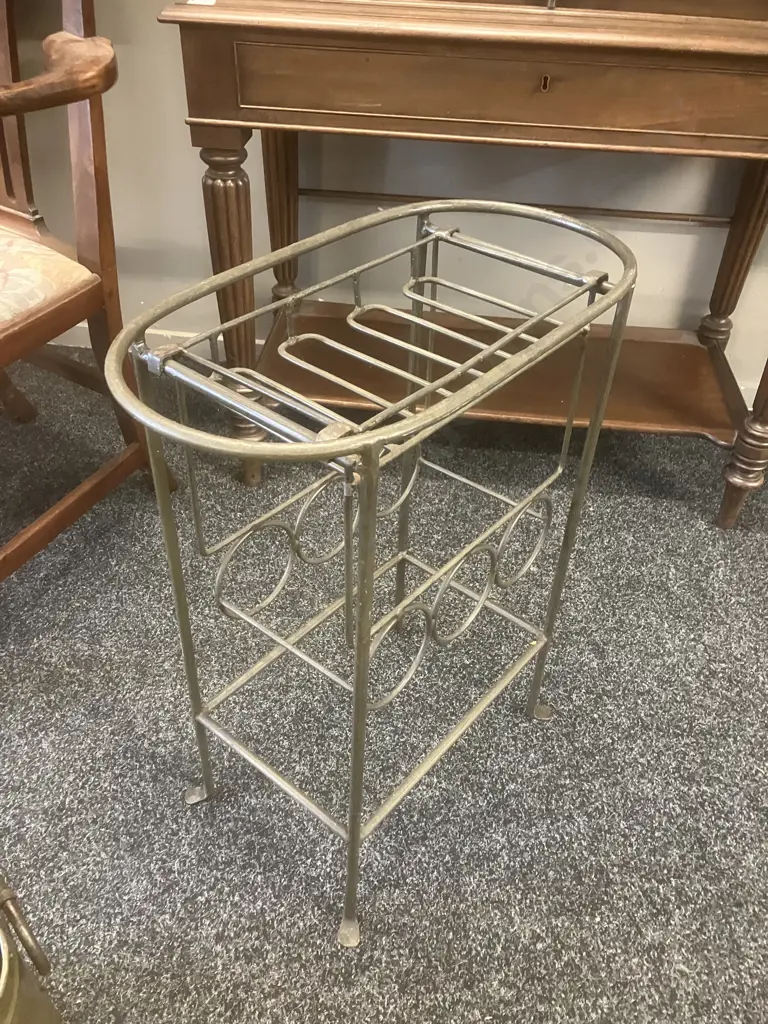 Metal Ice Bucket / Drinks Tub With Wrought Stand With Bottles & Glasses Storage. H85 W51 D24cm Image 1++