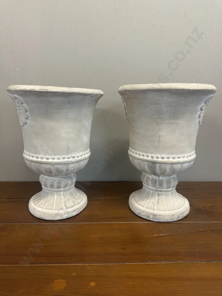 Pair Of Living Space Grey Urns H23cm. Image 1++