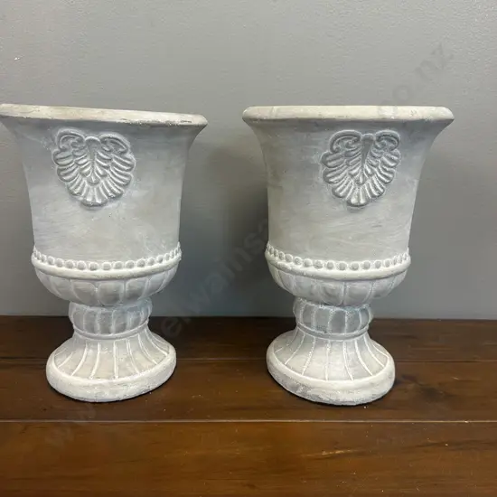 Pair Of Living Space Grey Urns H23cm.