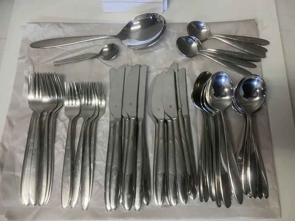 WFM German Cutlery - 8 Place Setting (59 Pieces), Cromargan 18/10 Stainless Steel. 1990's Image 1++