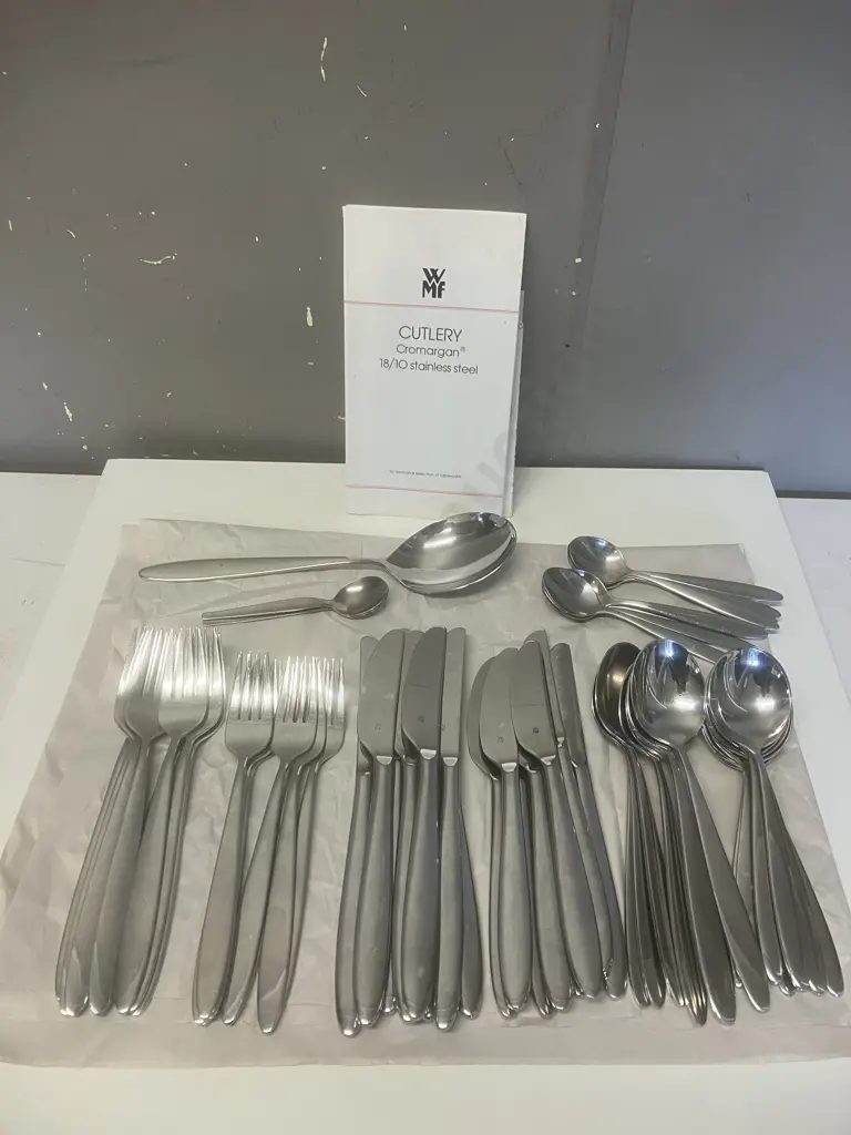 WFM German Cutlery - 8 Place Setting (59 Pieces), Cromargan 18/10 Stainless Steel. 1990's Image 1++