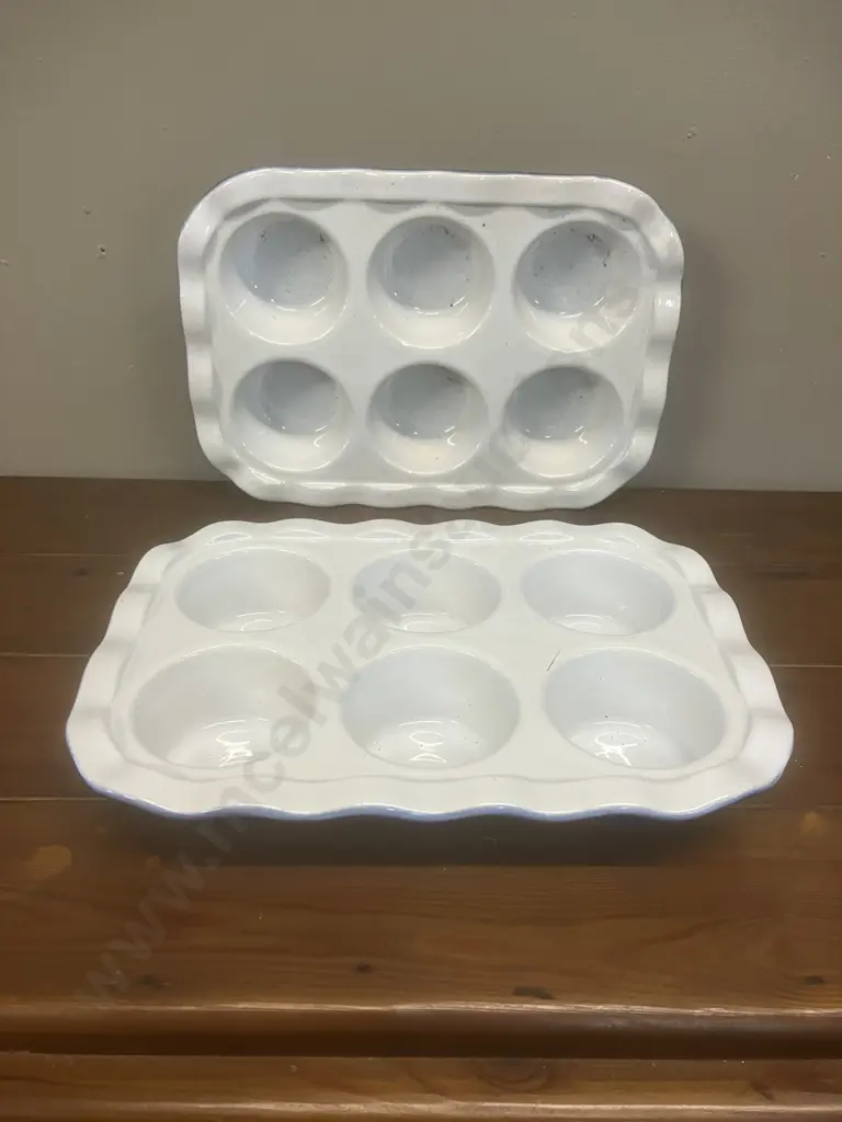 Pair of Emile Henry Modele Depose 61.06 Stoneware Muffin Pans Image 1++
