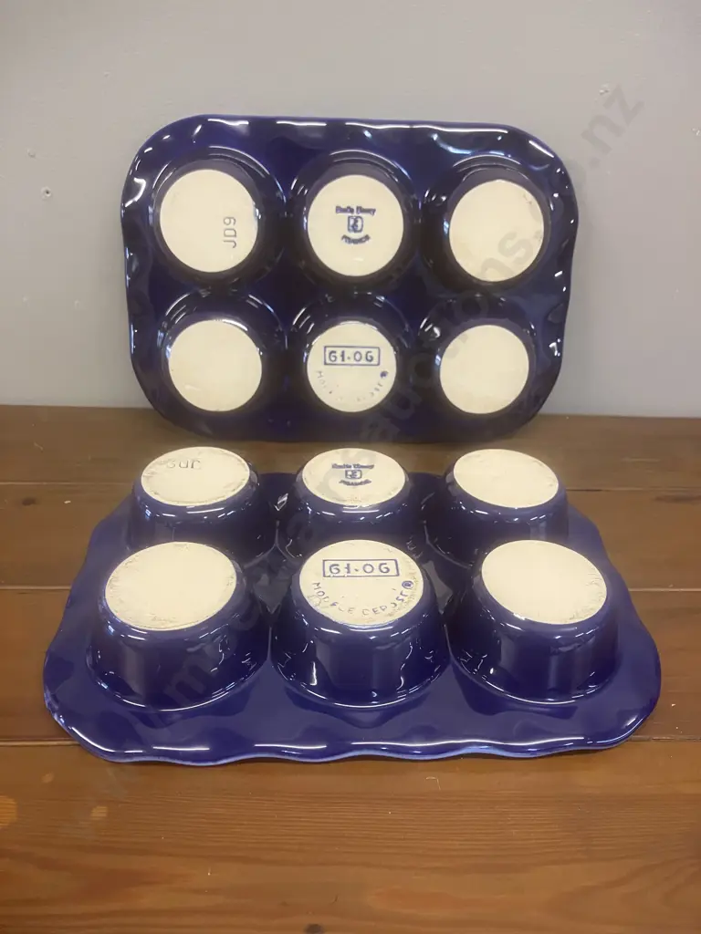 Pair of Emile Henry Modele Depose 61.06 Stoneware Muffin Pans Image 1++